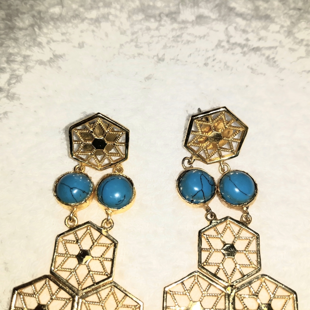 Designer 18k Goldplated W/ Turquoise Nugget
